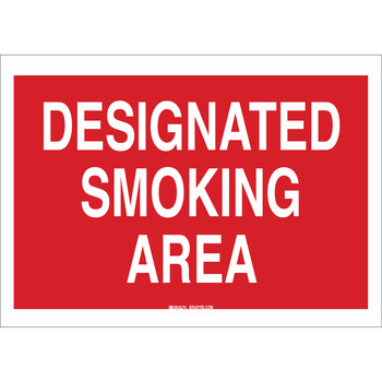 Picture of Brady B-120 Fiberglass Reinforced Polyester Rectangle Red English Smoking Area Sign part number 122906 (Main product image)