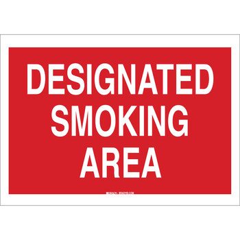 Picture of Brady B-302 Polyester Rectangle Red English Smoking Area Sign part number 88411 (Main product image)