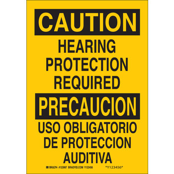 Picture of Brady B-555 Aluminum Rectangle Yellow English / Spanish PPE Sign part number 38586 (Main product image)