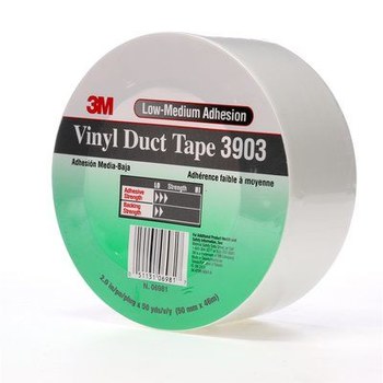 3M 3903 White Duct Tape - 2 in Width x 50 yd Length - 6.5 mil Thick - 06981