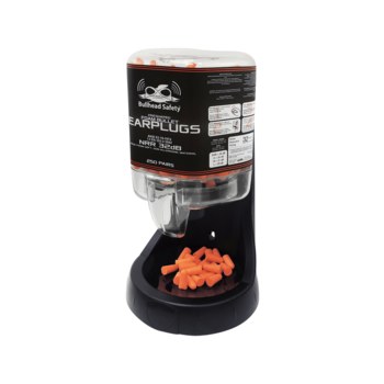 Picture of Global Glove Bullhead Safety Orange Polyurethane Foam Disposable Uncorded Bullet Ear Plug Dispenser (Main product image)