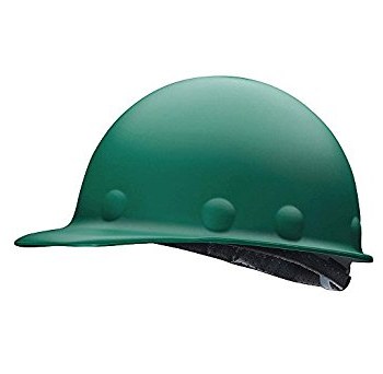 Green fiberglass hard store hat