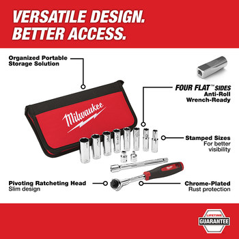 Milwaukee 48-22-9001 Socket Wrench Set - Stainless Steel - 49507