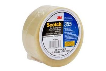 3M Scotch 355 Clear Box Sealing Tape - 48 mm Width x 50 m Length - 3.4 mil Thick - 68756