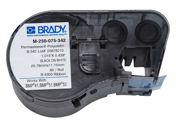 Picture of Brady Black on White Thermal Transfer M-250-075-342 Continuous Thermal Transfer Printer Label Cartridge (Main product image)
