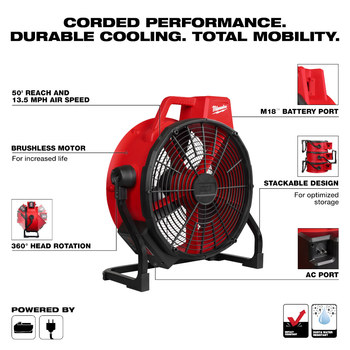 Milwaukee M18 Brushless Fan - 0821-20