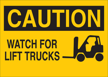 Picture of Brady B-401 Polystyrene Rectangle Yellow English Truck & Forklift Warehouse Traffic Sign part number 122521 (Main product image)
