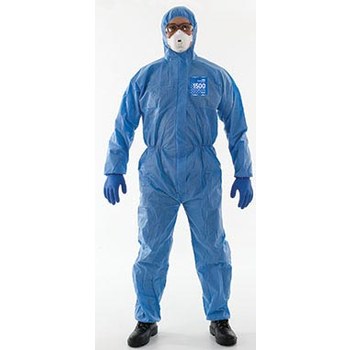 Picture of Ansell Microchem AlphaTec 68-1500 PLUS Blue 3XL SMMS Polypropylene Disposable Flame-Retardant Coverall (Main product image)