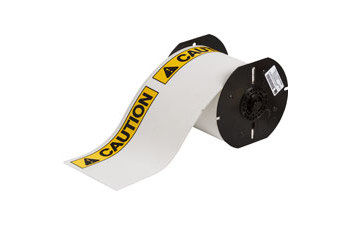 Picture of Brady ToughWash White, Black / Yellow text Indoor Polyester Thermal Transfer B30C-25-854-ANSICA Continuous Thermal Transfer Printer Label Roll (Main product image)