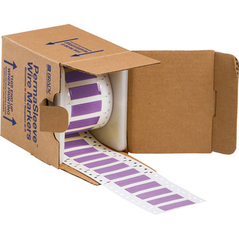 Picture of Brady Permasleeve Purple Heat-Shrinkable, Self-Extinguishing Polyolefin Thermal Transfer 3PS-375-2-VT-S-2 Die-Cut Thermal Transfer Printer Sleeve (Main product image)