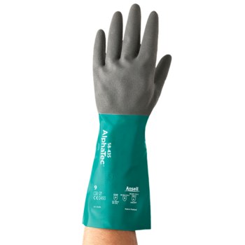 Ansell AlphaTec 58-435 Sea Green/Anthracite Grey 11 Supported Chemical-Resistant Glove - 15 in Length - Rough Finish - 58-435/SZ 11