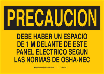 Picture of Brady B-401 Polystyrene Rectangle Yellow Spanish Electrical Safety Sign part number 124912 (Main product image)