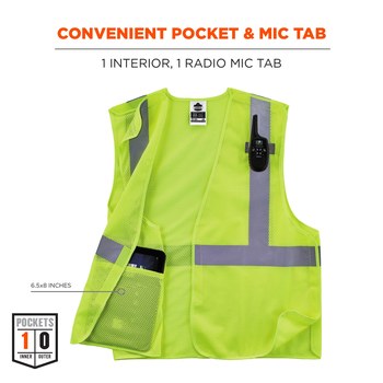 Ergodyne Glowear High-Visibility Vest 8215BA 21075 - Size Large/XL - High-Visibility Lime