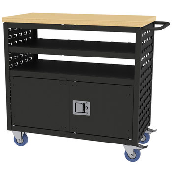 Picture of Akro-Mils MA3618BLD1 800 lbs Black Powder Coated Steel Hardwood 16 ga Louvered Shelf Cart (Main product image)