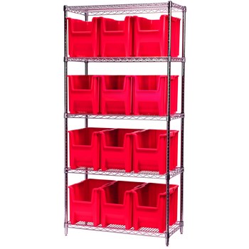 Picture of Akro-Mils AWS183613014 Stak-N-Store 2000 lb Adjustable Red Chrome Steel Open Fixed Shelving System (Main product image)