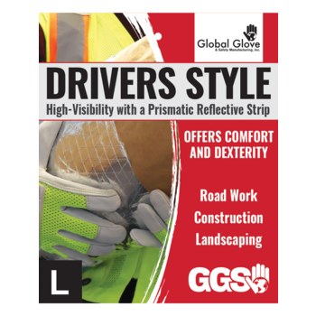 Global Glove 3100GHV HV Yellow/Green Large Goatskin Leather Driver's Gloves - 3100GHV-9(L)