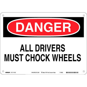 Picture of Brady B-563 High Density Polypropylene Rectangle White English Truck Driver Instruction Sign part number 116162 (Main product image)