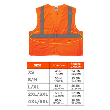 Ergodyne Glowear High-Visibility Vest 8215BA 21065 - Size Large/XL - High-Visibility Orange