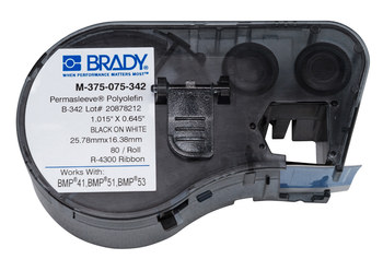 Picture of Brady Black on White Thermal Transfer M-375-075-342 Continuous Thermal Transfer Printer Label Cartridge (Main product image)