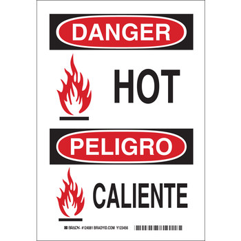 Picture of Brady B-401 Polystyrene Rectangle White English / Spanish Equipment Safety Sign part number 124080 (Main product image)