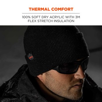 Ergodyne N-Ferno 6811Z Black Universal Acrylic Cold Weather Hat - 720476-16801
