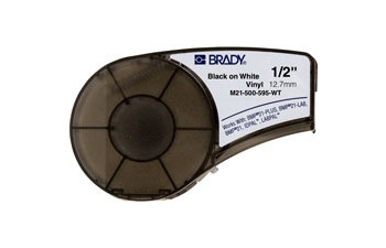 Picture of Brady Black on White Vinyl Thermal Transfer M21-500-595-WT Continuous Thermal Transfer Printer Label Cartridge (Main product image)