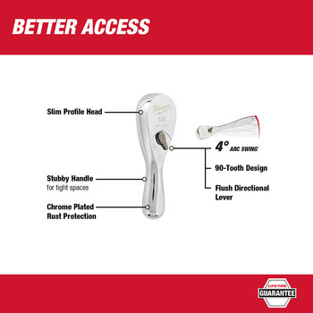 Milwaukee 48-22-9003 Ratchet - Chrome Vanadium Steel - 3 in
