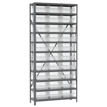 Picture of Akro-Mils AS1279010SC 500 lbs Fixed Clear Gray Powder Coated Steel 22 ga Open Fixed Shelving (Main product image)