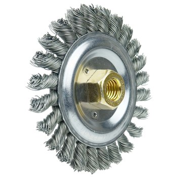 Weiler Dually 79803 Wheel Brush - 5 in Dia - Knotted - Stringer Bead Steel Bristle
