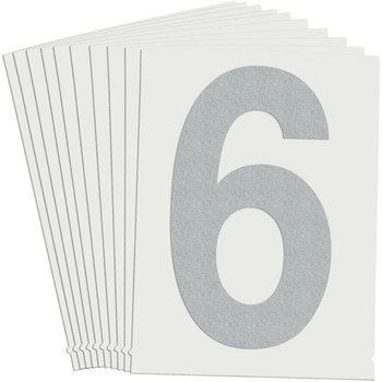 Picture of Brady Quik-Lite White Reflective Outdoor 9770-6 Number Label (Main product image)