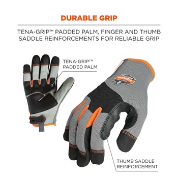 Ergodyne ProFlex 710 Gray/Black/Orange Large Work Gloves - 17044