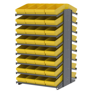Picture of Akro-Mils APRD18188 1800 lb Yellow Gray Powder Coated Steel 16 ga Double Sided Fixed Rack (Main product image)