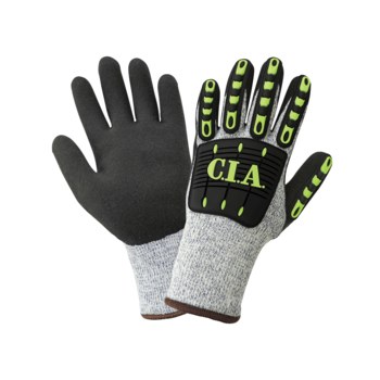 Global Glove Vise Gripster C.I.A. CIA300INT White/Blue Large Cut-Resistant Gloves - ANSI A4 Cut Resistance - Latex Coating - CIA300INT-9(L)
