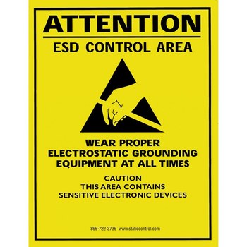 Picture of SCS ESD Paper Rectangle Yellow English Electrical Safety Sign part number (Main product image)