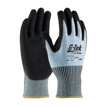 PIP G-Tek PolyKor 16-330 Blue/Gray/White 2XL Cut-Resistant Gloves - ANSI A2 Cut Resistance - Nitrile Palm & Fingers Coating - 11.2 in Length - 16-330/XXL