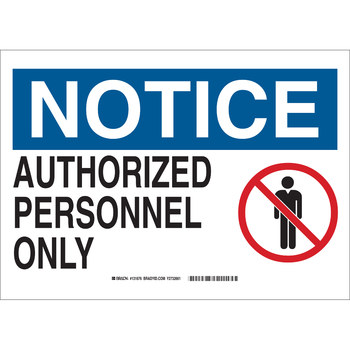 Picture of Brady B-555 Aluminum Rectangle White English Restricted Area Sign part number 131672 (Main product image)