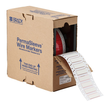 Picture of Brady Permasleeve White Heat-Shrinkable Polyolefin Thermal Transfer HX-375-2-WT-4 Die-Cut Thermal Transfer Printer Sleeve (Main product image)