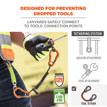 Ergodyne Squids 3166 Black / Orange Lanyard - 12 in Length - 720476-19162