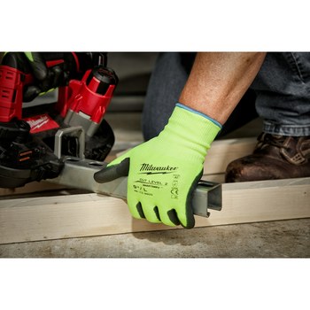Milwaukee SMARTWIPE High Visibility Yellow 2XL Polyurethane Cut-Resistant Glove - ANSI Cut Level 2 Cut Resistance - 48-73-8924
