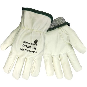 Picture of Global Glove Aralene CR3200 White Medium Aralene/Leather Grain Cowhide Cut-Resistant Gloves (Main product image)