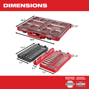 Milwaukee 48-22-9486 6 Point Ratchet & Socket Set - Chrome Vanadium Steel, Plastic - 1/4 in, 3/8 in Drive - 57607