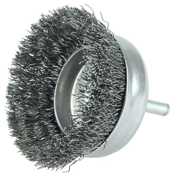 Weiler Steel Cup Brush - Unthreaded Stem Attachment - 2-1/2 in Diameter - 0.014 in Bristle Diameter - 14317