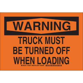 Picture of Brady B-302 Polyester Rectangle Orange English Truck & Forklift Warehouse Traffic Sign part number 129557 (Main product image)