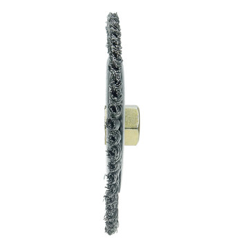 Weiler Roughneck 09400 Wheel Brush - 6 in Dia - Knotted - Stringer Bead Steel Bristle