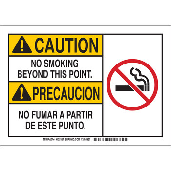 Picture of Brady B-401 Polystyrene Rectangle White English / Spanish No Smoking Sign part number 125326 (Main product image)