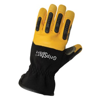 Global Glove Gripster SG2008SC Black/Yellow Large Goatskin Leather/Rubber/Spandex Mechanic's Gloves - SG2008SC/LG
