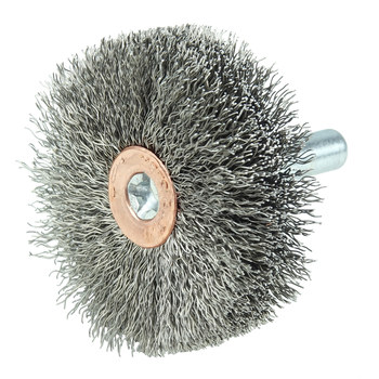 Weiler 17608 Wheel Brush - 1-3/4 in Dia - Crimped Stainless Steel Bristle
