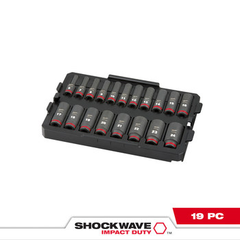 Milwaukee SHOCKWAVE Impact Duty 49-66-6816 6 Point Socket Tray Set - Chrome Molybdenum Steel - 3/8 in Drive - 61168