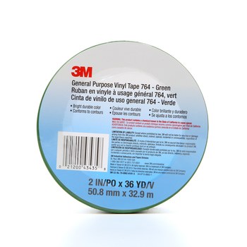 3M 764 Green Marking Tape - 2 in Width x 36 yd Length - 5 mil Thick - 43435