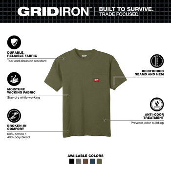 Milwaukee GRIDIRON T-Shirt 605GN-L - Size Large - Green - 78888